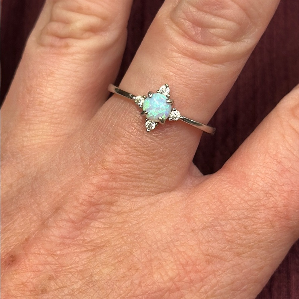 Silver Opal Ring Size 8
